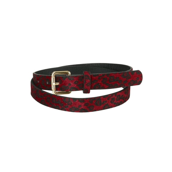 INSPIRE CHIC Womens Leopard Print Belt Faux Leather Casual Ladies Waist Belts For Jeans Pants Red