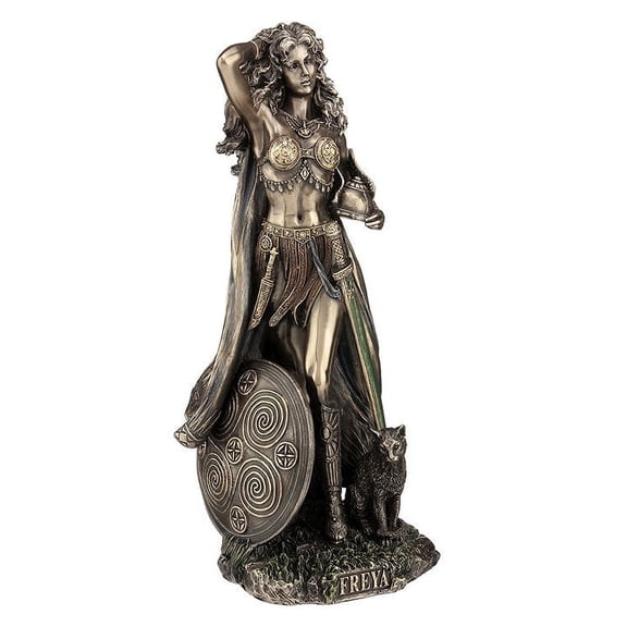 5 Inch Norse Myth Goddess - Freya Antique Bronze Finish Statue Sculpture