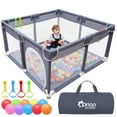 thumbnail image 1 of Orian Babies Baby Playpen 50x50 Large Playpen for and Toddlers, Oxford Fabric, Indoor & Outdoor Play Pen, 10 Colorful Balls, 4 Pull Up Rings, Carry Bag, 1 of 7