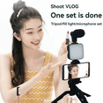 thumbnail image 3 of Mobile Phone Tripod Kit with Microphone LED Fill Vlog Video Making Kit for Live Recording Selfie Study B, 3 of 8