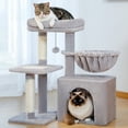 thumbnail image 3 of PAWZ Road 28" Small Cat Tree Tower Cat Condo with Perch Cat Scratching Post for Indoor Cats, Gray, 3 of 15