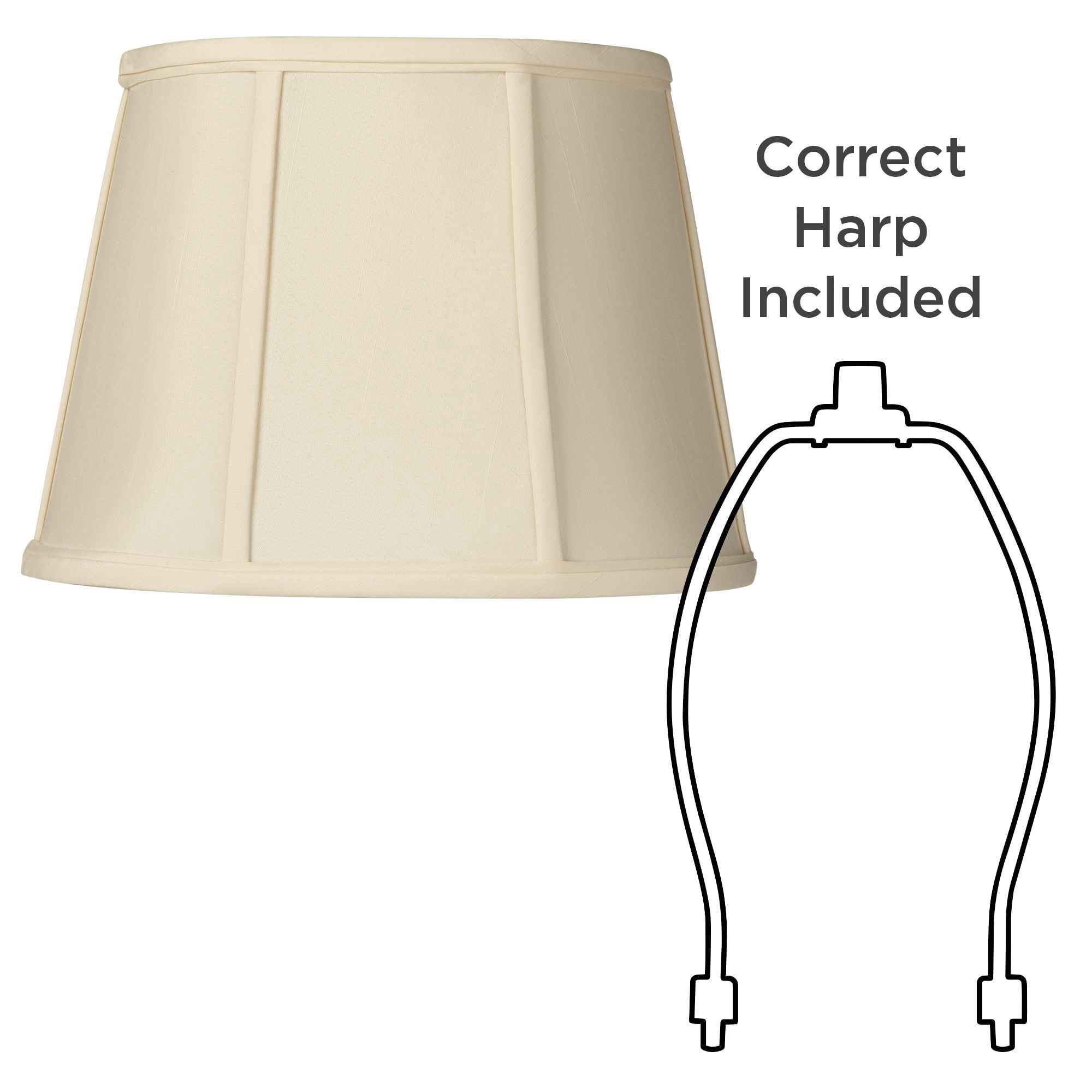 Springcrest Set of 2 Oval Lamp Shades Cream Small 9" Wide x 6.5" Deep at Top 12" Wide x 8" Deep at Bottom 9" High Spider Harp Finial