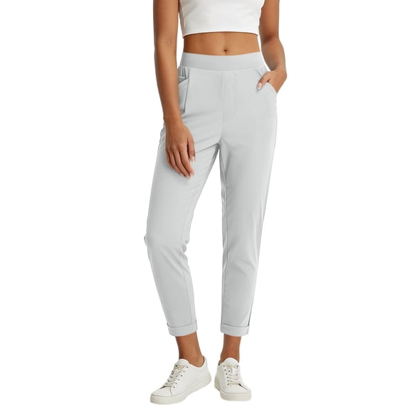 Dlentnea Women's Jogger Elastic Waisted Solid Color Sweatpants Workout Yoga Running Gym Pants with Pockets