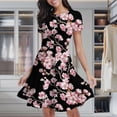 thumbnail image 2 of Cherry Blossom Print Women's Classic Swing Skater Dress Casual Work Party Cocktail Dresses, 2 of 6
