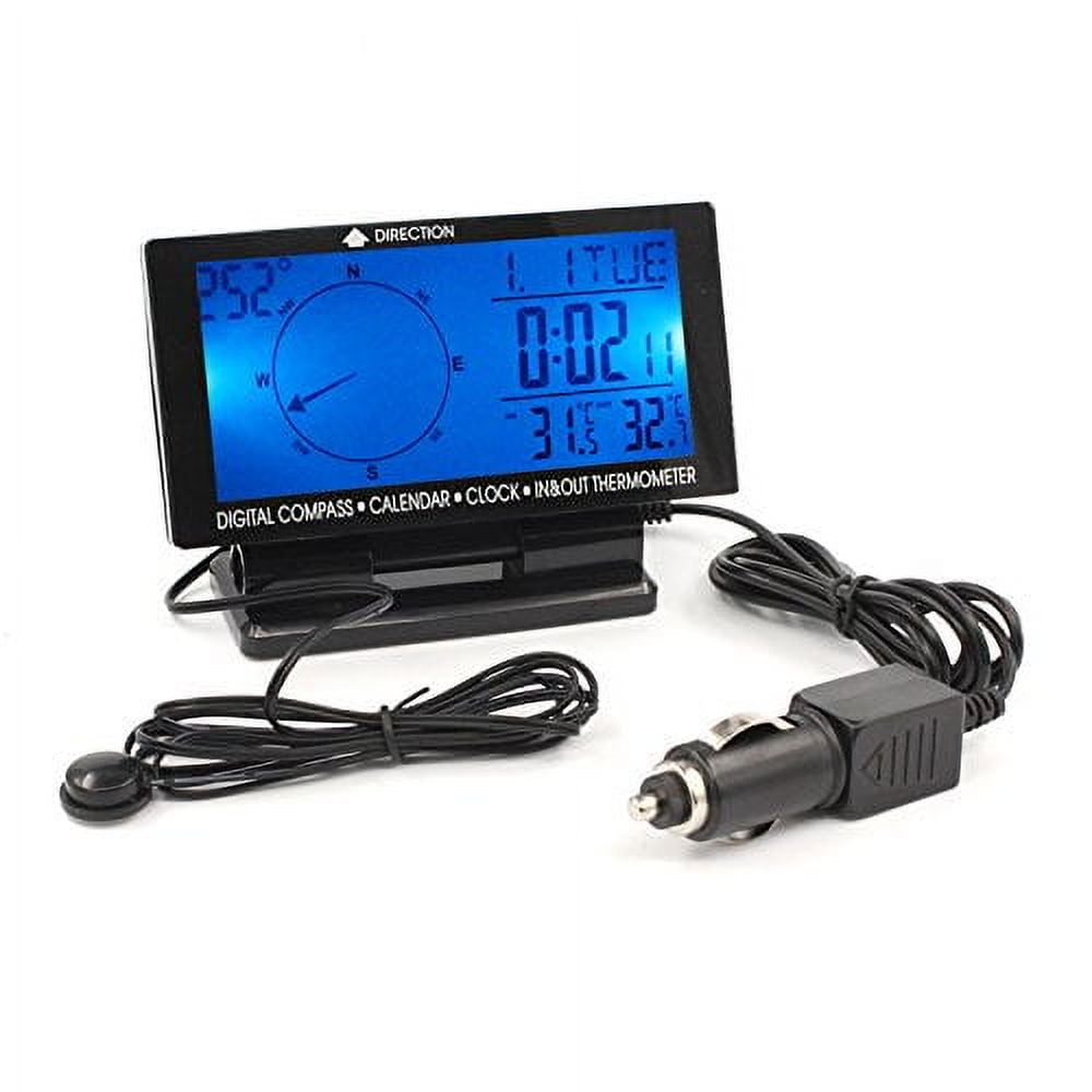 4.6" LCD Screen Digital Compass with Calendar Clock In/Out Thermometer Blue LED
