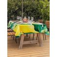 thumbnail image 3 of Outdoor Tablecloth with Umbrella Hole for Patio/Picnic/Party/Camping, Summer Lemon Waterproof Table Cloth Rectangle Table Cover Washable, Botanical Fruit Leaves Yellow Green Striped (54"x 80"), 3 of 9