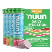 Nuun Hydration Vitamins  Caffeine Electrolyte Drink Tablets, Mixed Flavor, 4 - 10 Count Tubes