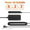 thumbnail image 4 of US Power Strip 8 Outlets Surge Protector 12 in 1 Charging Station2 USB C 2 USB Ports,5FT Flat Plug Extension Cord for Home, 4 of 5