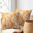 thumbnail image 2 of Fall Leaf Pillow Covers 16x16 Set of 2 Orange White Seasonal Autumn Leaves Rustic Decorative Square Throw Pillows Outdoor Pillowcase Farmhouse Linen Cushion Case Decor for Home Sofa Couch Bed, 2 of 4