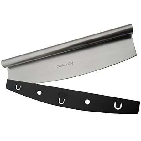 Checkered Chef Pizza Cutter Sharp Rocker Blade With Cover. Heavy Duty Stainless Steel. Best Way To Cut Pizzas And More. Dishwasher (Best Way To Cut Wood)