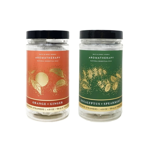 Bath and Body Works Aromatherapy Eucalyptus   Spearmint and Orange   Ginger Shower Steamers Set - Set of 2