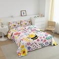 thumbnail image 2 of Bee Bedding,Cartoon Bee Comforter Full,Botanical Flower Leaf Animals Print Comforter Set ,Kawaii Honeybee Quilt Set with 1 Comforter and 2 Pillow Cases Bedroom Decor, 2 of 6