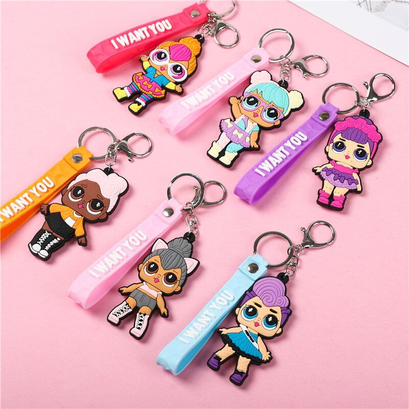 New lol surprise doll cartoon PVC soft rubber lanyard keychain car