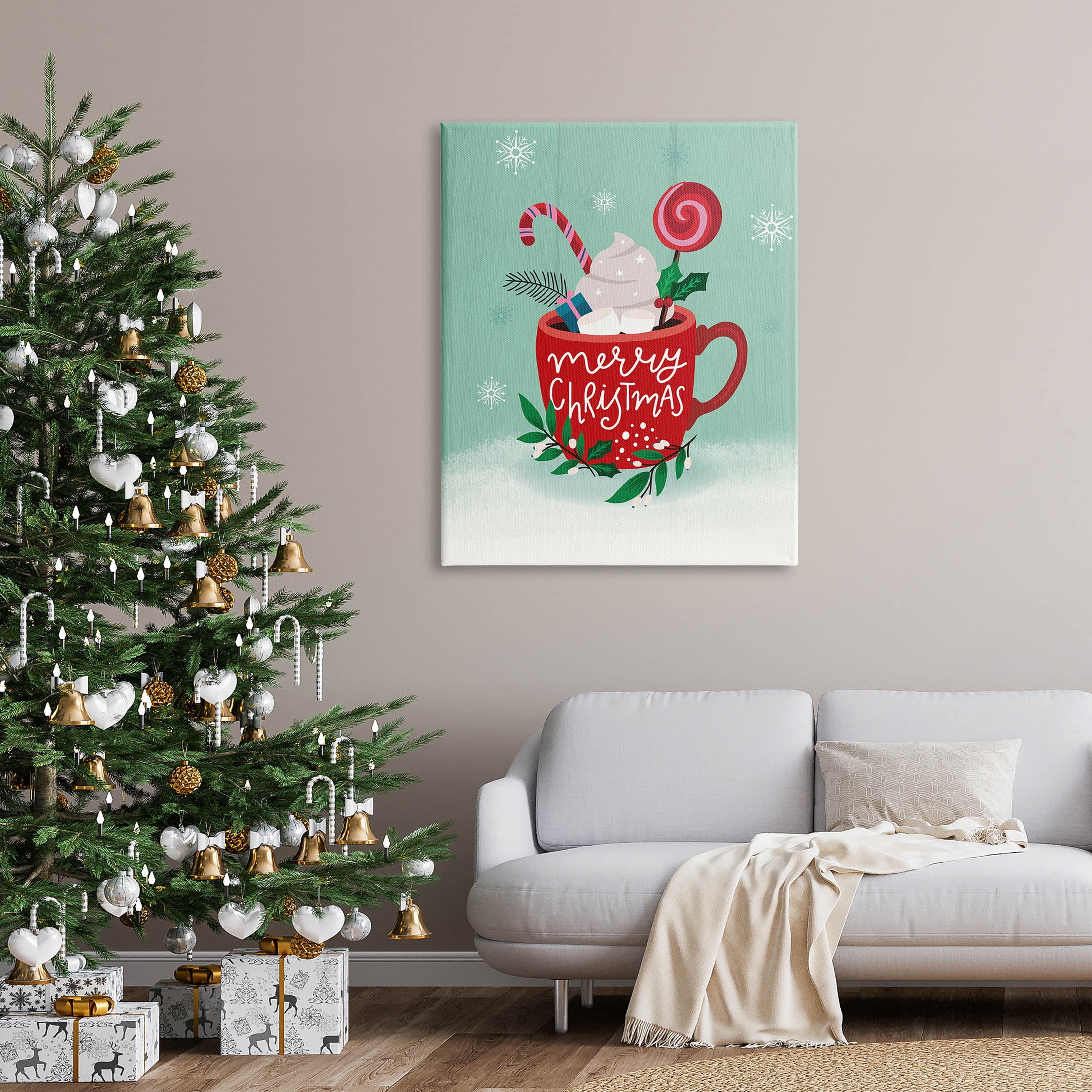 Merry Christmas Warm Cocoa Holiday Graphic Art Gallery Wrapped Canvas Print Wall Art