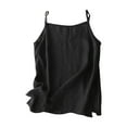 thumbnail image 2 of Lovskoo Womens Cotton Linen Tank Tops Summer Casual Sleeveless V Neck Camisole Loose Spaghetti Strap Cami Shirts Black, 2 of 9