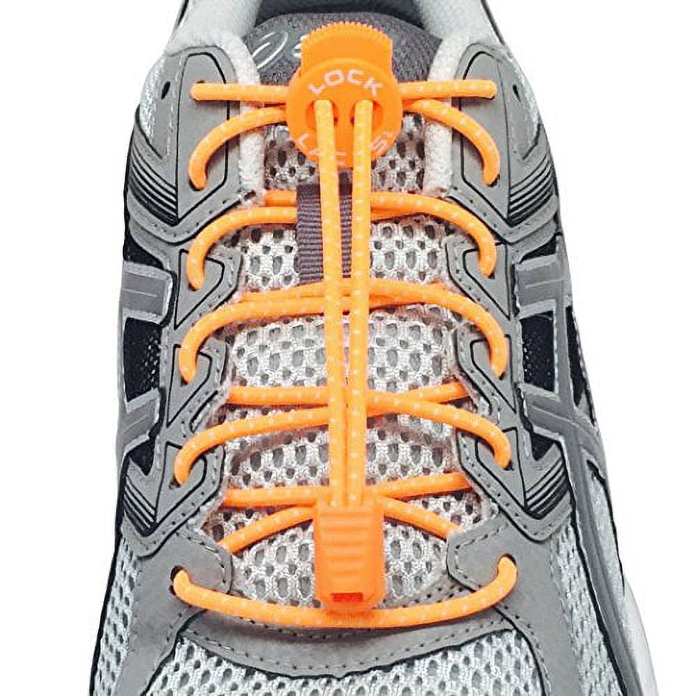 No Tie Elastic Lace Lock Shoe Laces | Speed Laces Neon Orange