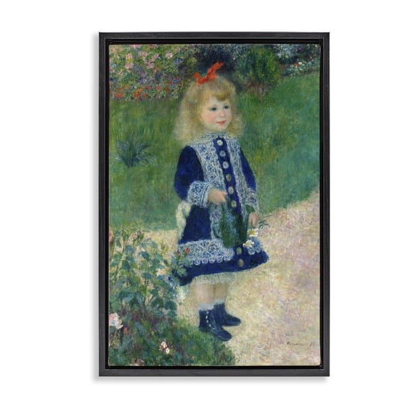 Stupell Industries Girl With Watering Can Black Framed Floater Canvas Wall Art, design by Tina LeCour