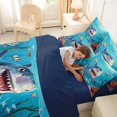 thumbnail image 4 of Feelyou Kawaii Cute Cartoon Shark Coral Sea Twin Bedding Sets for Girls Boys, Tropical Underwater Marine Bedding Comforter Set, Blue, Blue Reversible, 7 Pieces, 4 of 7