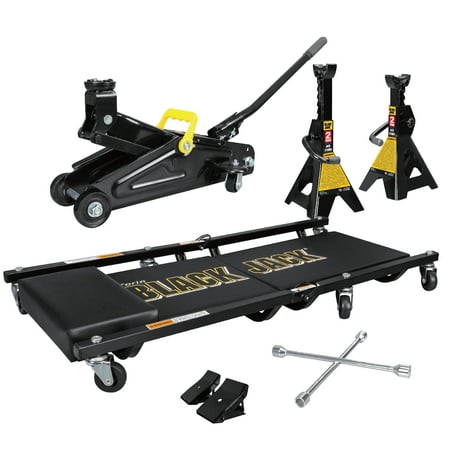 2 Ton Blackjack Jack Combo Kit with Trolley Jack, 1 Pair of Jack Stands, Folding Creeper, Lug Wrench, and 1 Pair of Anti-Skid (Best 3 Ton Jack)