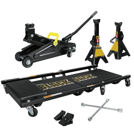 2 Ton Blackjack Jack Combo Kit with Trolley Jack, 1 Pair of Jack Stands, Folding Creeper, Lug Wrench, and 1 Pair of Anti-Skid (Best Floor Jack For Truck)