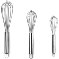 KAUKKO Stainless Steel Whisks, Kitchen Whisks 8" 10" 12" Balloon Wire Whisk for Blending, Whisking, Beating, Stirring(3 Pack)