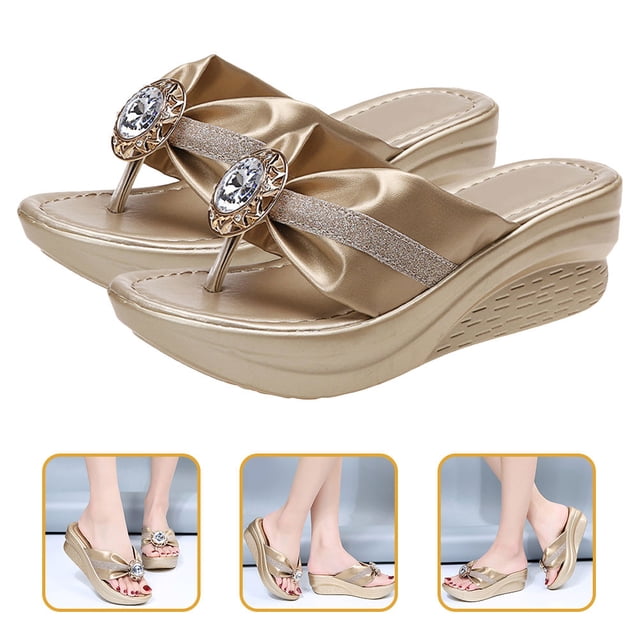 IDEANATEGRATE Sandalias Doradas Cómodas Y Ligeras Para Mujer Uso En Y Eventos