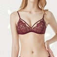 thumbnail image 3 of ATOYSOY Women's Floral Lace Bra Demi Sheer Mesh Bralette Unlined Underwire Embroidered Mesh Soft Bralettes Everyday Underwear (Wine,S), 3 of 9