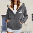 thumbnail image 2 of ZHOUCHANKIDS Hoodies for Women Winter Fleece Sweatshirt - Full Zip Up Thick Sherpa Lined Hooded Jacket Grey XXXL, 2 of 5