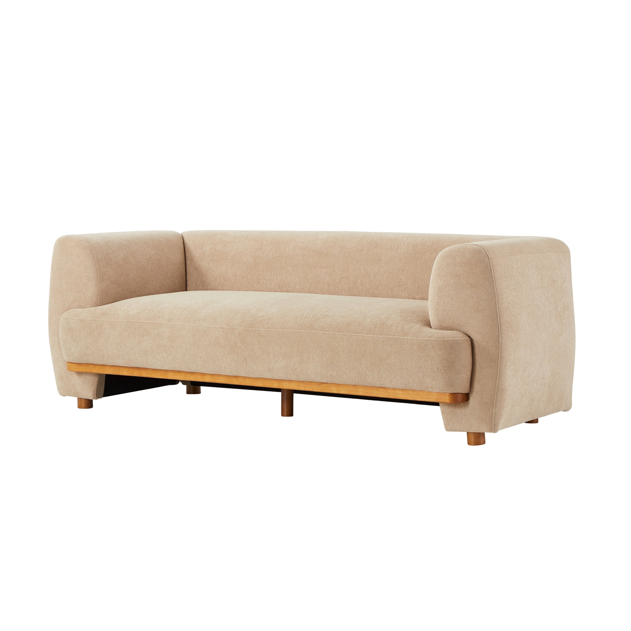 Christopher Knight Home 79 in. 3-Seat Velvet Sofa, Modern Curved Upholstered Couch with Wood Base, Nomad