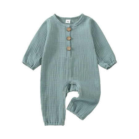 

wybzd Infant Boys Girls Romper Long Sleeve Overalls Jumpsuits Autumn Clothing Light Blue 3-6 Months