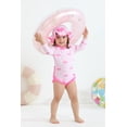 thumbnail image 2 of Tiny Cutey Toddler Girl Swimsuit Baby Long Sleeve One-Piece Rash Guard Bathing Suit with Hat for 3-6 Months, 2 of 8
