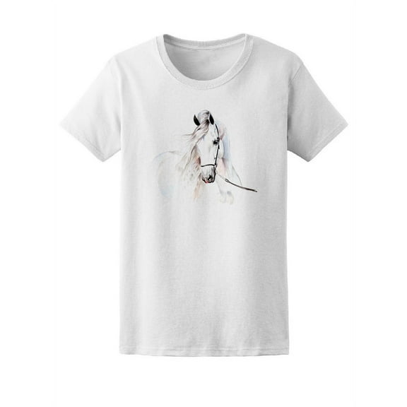 Beautiful White Horse, Amazing T-Shirt Women -Image by Shutterstock, Female Small