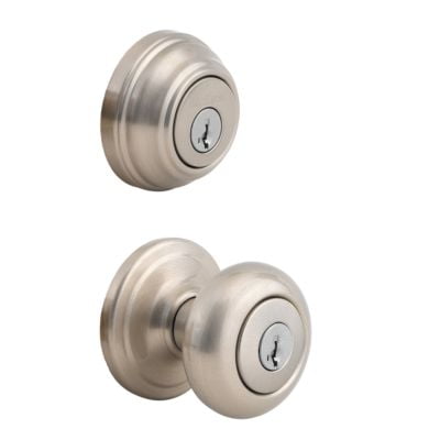 Keyed Entry Door Knob Lock Exterior Single Cylinder Deadbolt Combo