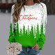 thumbnail image 4 of Gibobby Sudadera de Navidad para mujer Blusa holgada con cuello redondo y estampado de Navidad para mujer, camisetas de entrenamiento de manga larga a la moda(Verde,XG), 4 of 5