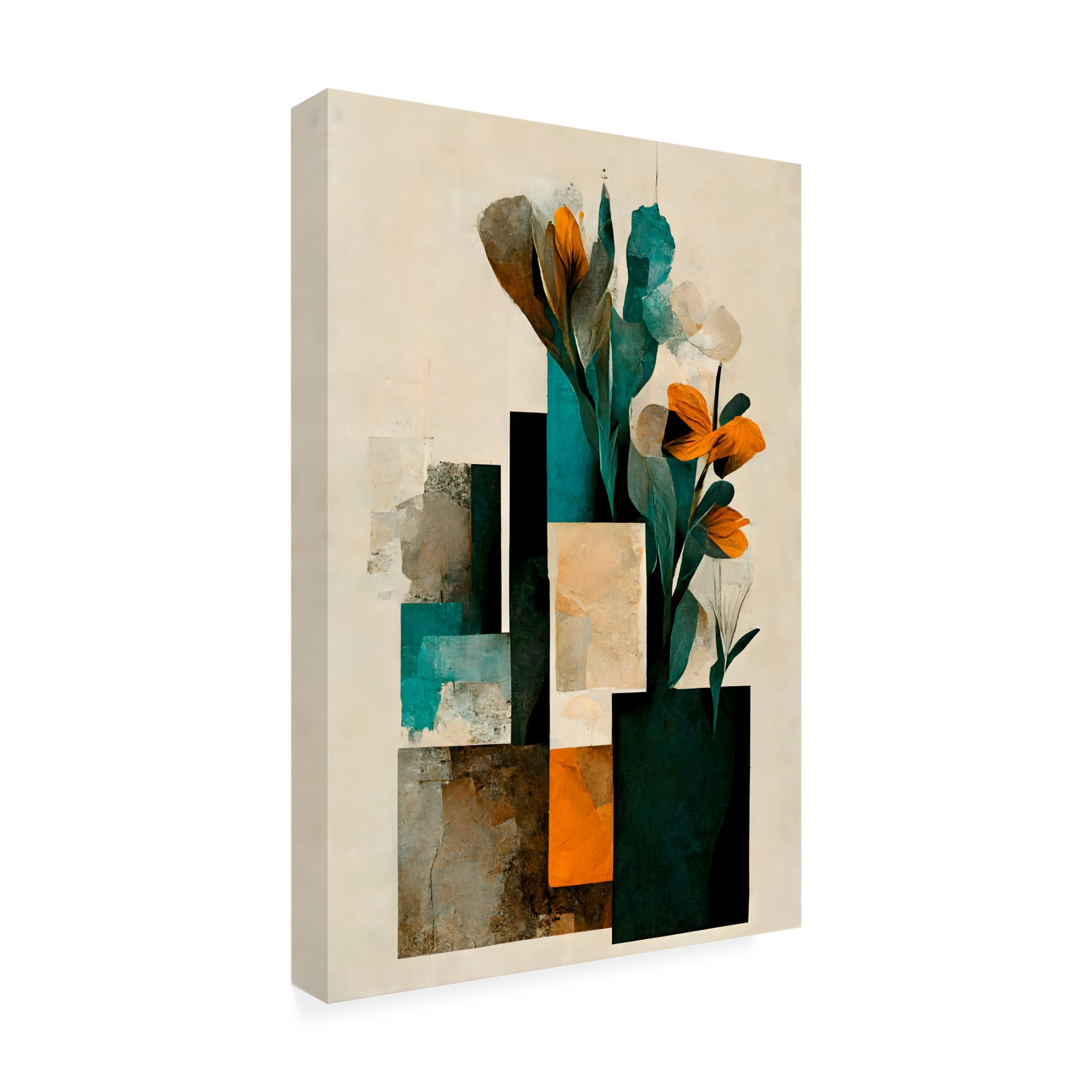 Canvas Wall Art - Treechild 'Cubes And Flowers' Wall Art for Living Room, Bedroom, or Office D?cor by Trademark Fine Art - 12 x 19 Inches