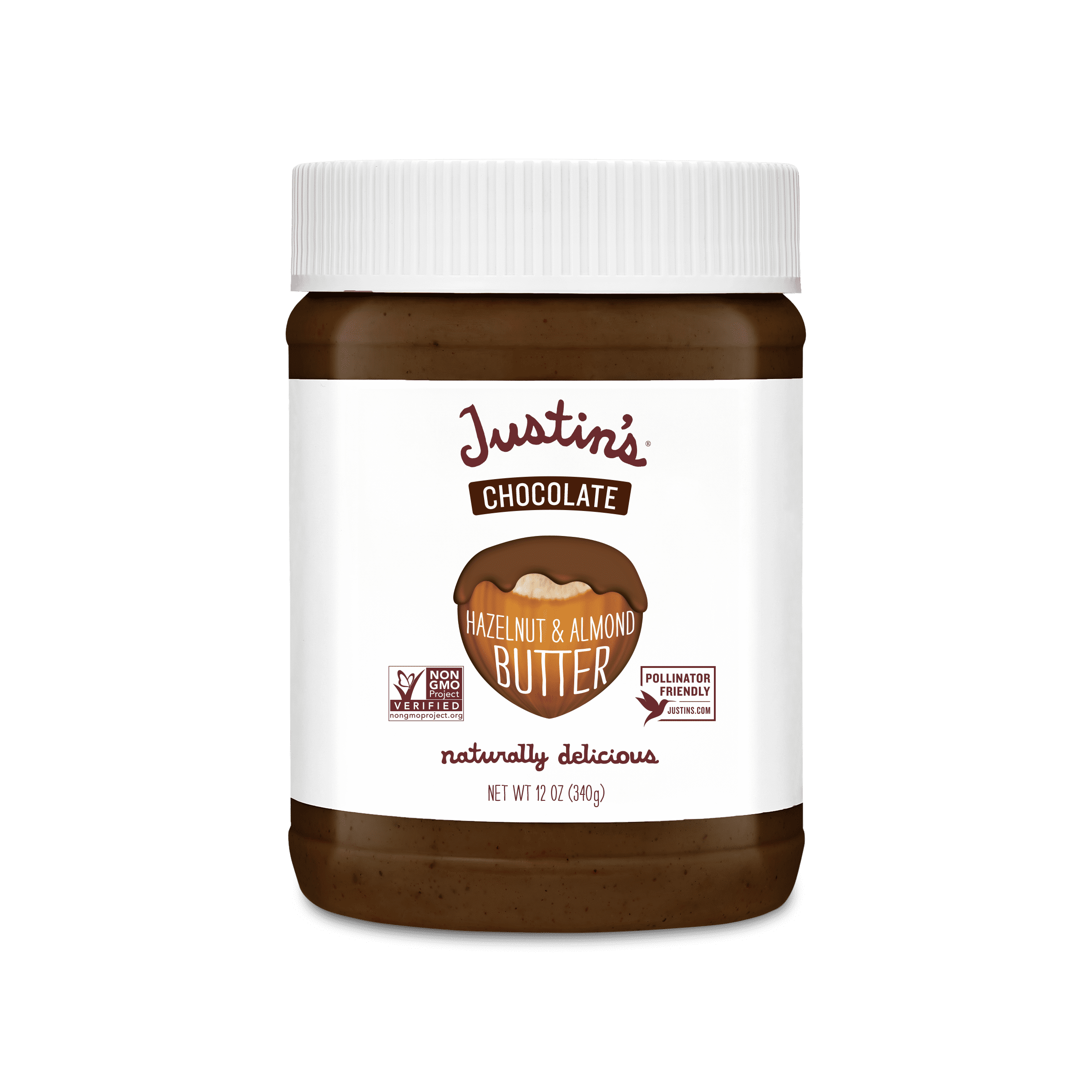 (2 pack) JUSTIN'S No Stir, Gluten-Free Chocolate Hazelnut Almond Butter, 12 oz Plastic Jar