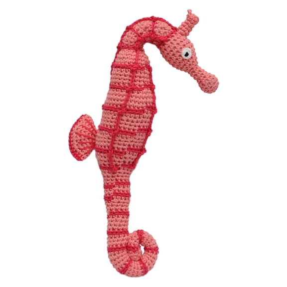 Pink Sea Horse Handmade Amigurumi Stuffed Toy Knit Crochet Doll VAC