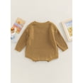 thumbnail image 4 of Cenuakty Newborn Baby Romper, Knitting Ribbed Surface Round Neck Long Sleeve Solid Color Crotch Button Bodysuit, 4 of 8