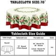 thumbnail image 2 of Christmas Round Tablecloth 70 Inch Red Xmas Holly Leaves Berries Pattern Circle Table Cloth Winter Holiday Decorative Table Cover for Kitchen Dinner Home Decor, 2 of 7