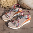 thumbnail image 5 of Platform Espadrilles for Women Bohemia Beaded Sandals Open Toe Wedges Heels Trendy Elastic Band Slingback Beach Shoes Pink Size 7, 5 of 8