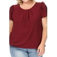 thumbnail image 5 of Women's Plus Size Casual Pleated Front Petal Cap Sleeve Round Neck Tee Blouse Top, 5 of 6