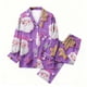 thumbnail image 4 of Puyaiuu Women 2 Piece Christmas Satin Pajama Set Cute Print Long Shirt Loose Shorts Matching Set Loungewear Gift, 4 of 5