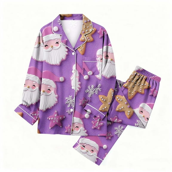 REORIAFEE Sleepwear for Women Pants Christmas 2 Piece Plus Size Pajama Long Sleeve Button down Shirts and Pant Loungewear Multicolor S-3XL