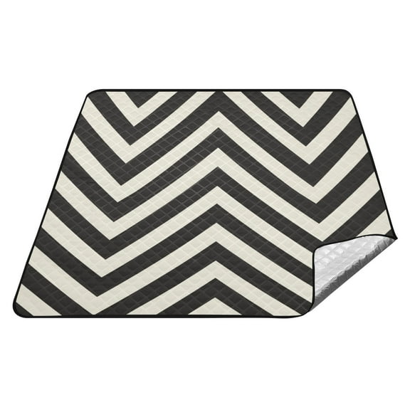Black and White Lines Picnic Blanket Waterproof Beach Blankets Sandproof Large Mat with Storage Bag Camping Grass Travel Hiking Park 78"x78"