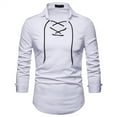 thumbnail image 1 of CEHVOM Men Lace Slim Fit Long Sleeve Turndown Pullover Shirts Tops Blouse, 1 of 4