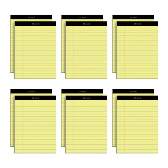 Oxford 8.5 x 11 Legal Pads, 12 Pack, Wide Ruled, Yellow Paper, 50 Sheets Per Writing Pad, Made in the USA (74020)