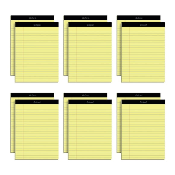 Papel amarillo rayado ancho Legal Pads Oxford, 8,5 x 11 unidades, paquete de 12 unidades