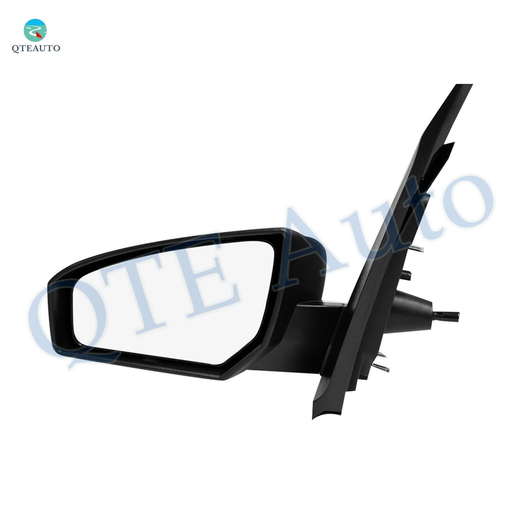 Left Driver Side Manual Remote Non-Folding W/Cover View Mirror Chrome/Flat Black Smooth For 2007-2012 Nissan Sentra
