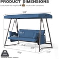 thumbnail image 5 of CHINNLUU Oversized 4 Person Porch Swing with Stand 800 LBS Capacity Adjustable Canopy Backrest Includes Cushions Pillows Patio 2 in 1 Swing Bed for Backyard Garden Poolside, Champagne, 5 of 11