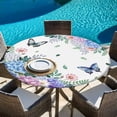 thumbnail image 6 of Spring Flowers Round Tablecloth, Fitted Table Cover with Elastic for 55"-60" Round Tables, Watercolor Floral Butterflies Botanical Table Cloth Outdoor Indoor Dinning Party Waterproof Tablecloths, 6 of 7